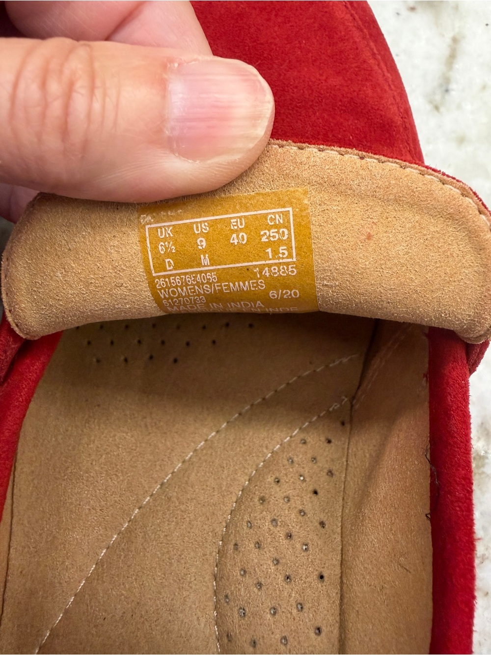 Clarks Ultimate Comfort Collection Women’s Vibrant Red Suede Penny Loafers - Picture 7 of 7